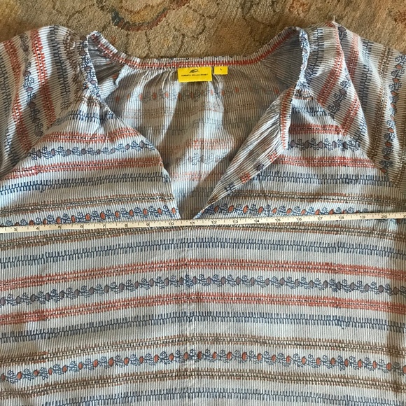 Roller Rabbit Cotton Blue Striped Shirt Elastic Sleeves Sz Large - Picture 3 of 10